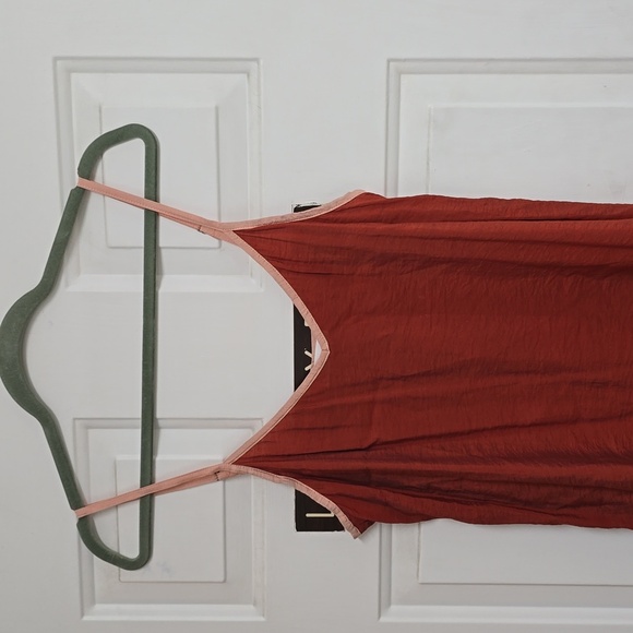 LACAUSA Women's Easy Slip Dress Ruffle Hem Orange - Picture 3 of 12